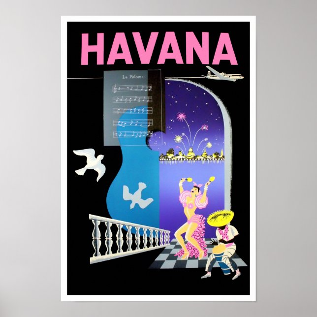 Poster Viagens vintage Havana Cuba (Frente)