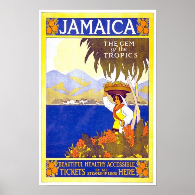 Pôster Viagens vintage Jamaica (Frente)