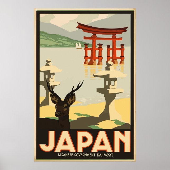 Poster Viagens vintage Japonês Governo Railways (Frente)