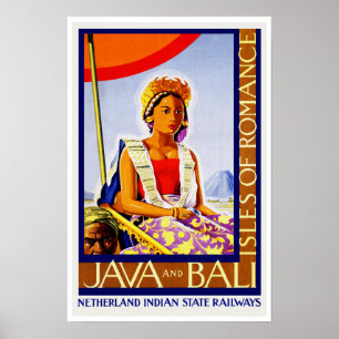 Pôster Viagens vintage Java e Bali