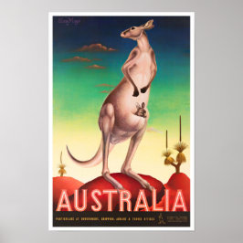 Poster Viagens vintage Kangaroo Austrália