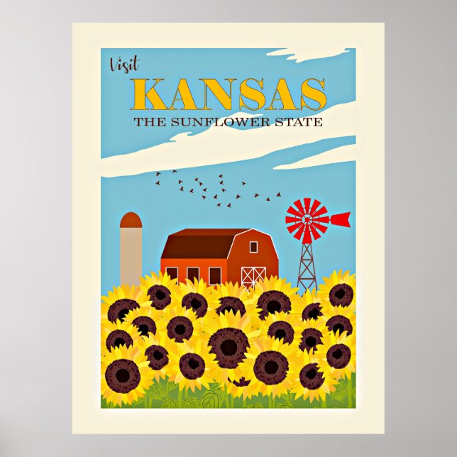 Poster Viagens vintage Kansas (Frente)
