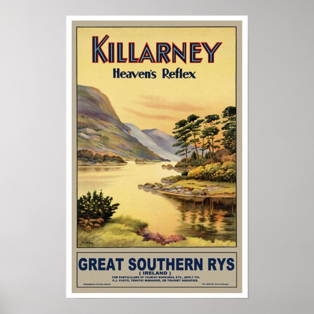 Pôster Viagens vintage Killarney Irlanda (Frente)