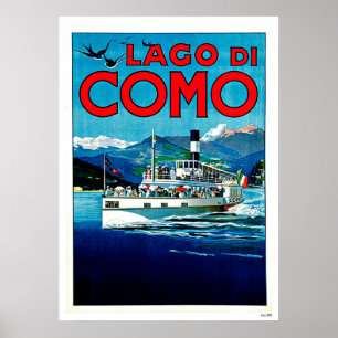 Poster Viagens vintage Lago de Como Lake