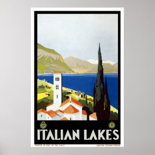 Poster Viagens vintage, lagos italianos