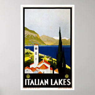 Pôster Viagens vintage - Lagos Italianos Itália