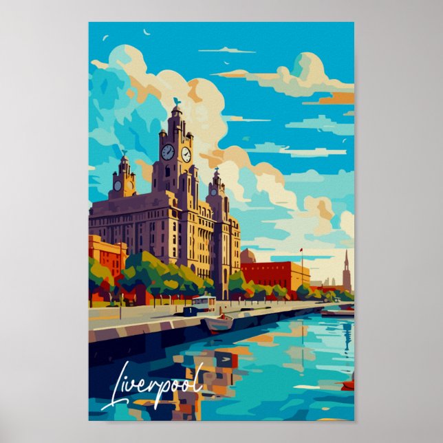 Poster Viagens vintage Liverpool England (Frente)