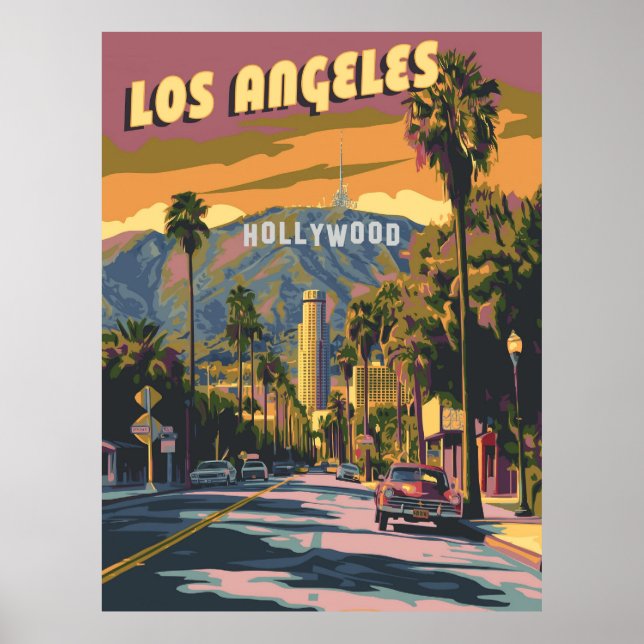 Poster Viagens vintage Los Angeles California (Frente)