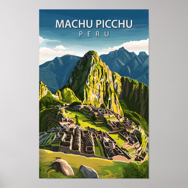 Poster Viagens vintage Machu Picchu Peru (Frente)