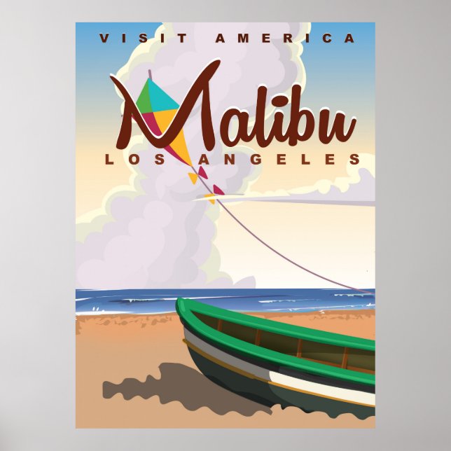 Poster Viagens vintage Malibu California (Frente)