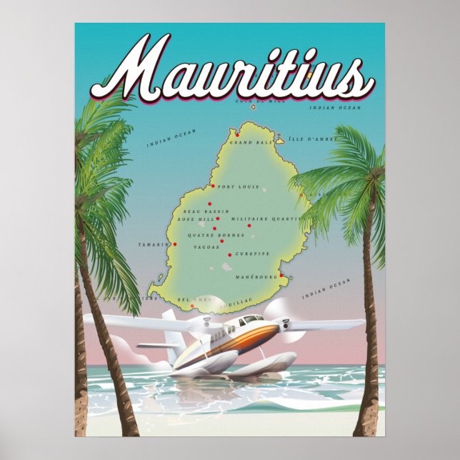 Poster Viagens vintage Maurícia (Frente)