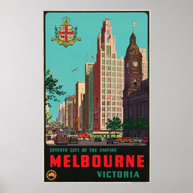 Poster Viagens vintage - Melbourne - Austrália (Frente)