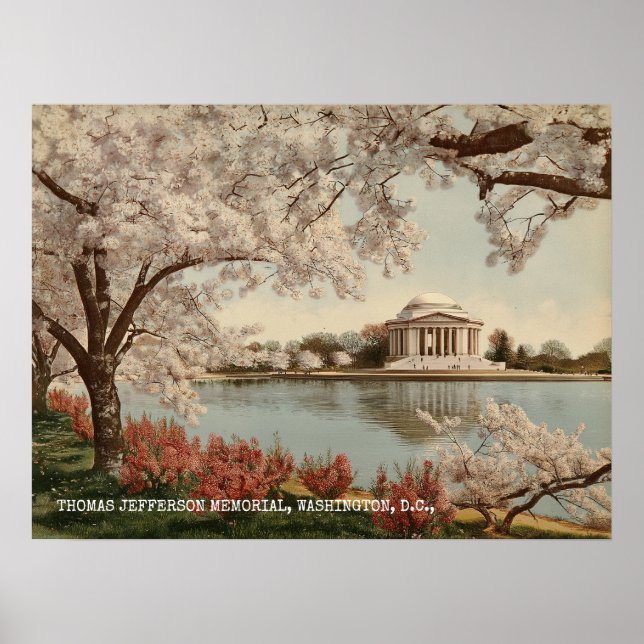 Poster Viagens vintage Memorial Jefferson Washington DC (Frente)