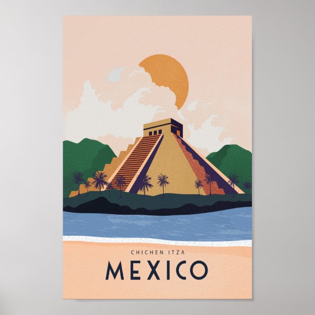 Poster Viagens vintage-México-Chichen itza (Frente)