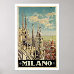Pôster Viagens vintage, Milão Italia