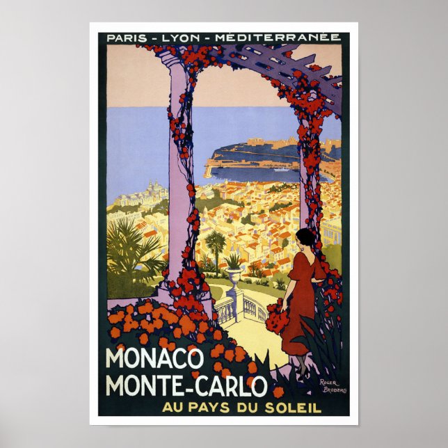 Pôster Viagens vintage Mônaco Monte Carlo (Frente)