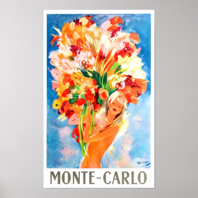 Poster Viagens vintage Mônaco Monte Carlo França (Frente)
