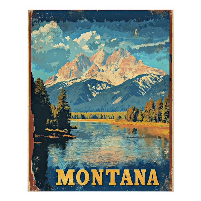 Pôster Viagens vintage Montana (Frente)
