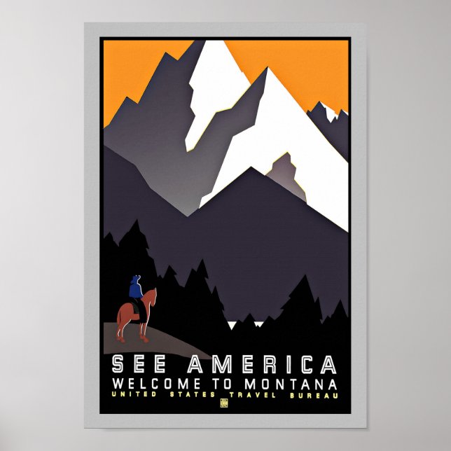 Poster Viagens vintage Montana (Frente)