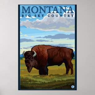 Poster Viagens vintage MontanaBison