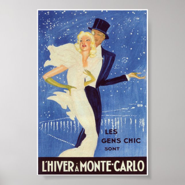 Poster Viagens vintage Monte Carlo (Frente)