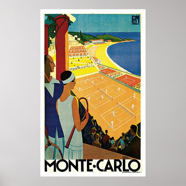 Poster Viagens vintage Monte Carlo Mônaco (Frente)