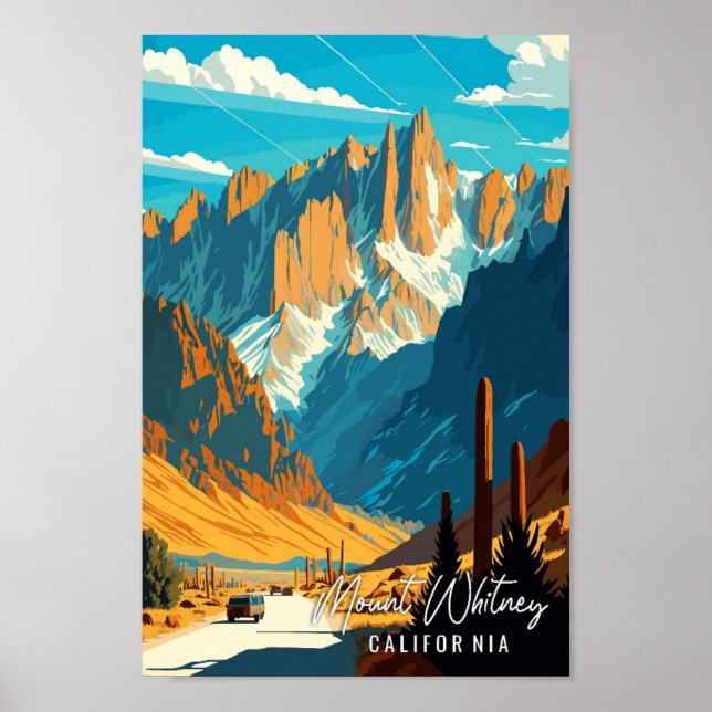 Poster Viagens vintage Monte Whitney California (Frente)