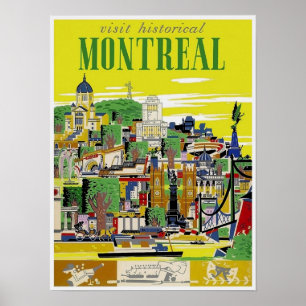 Poster Viagens vintage - Montreal - Quebec - Canadá - Po
