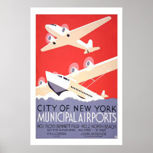 Poster Viagens vintage municipais de New York E.U. EUA