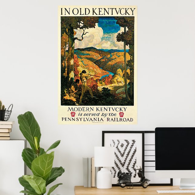 Poster Viagens vintage, no Antigo Kentucky, NC Wyeth (Escritório em casa)