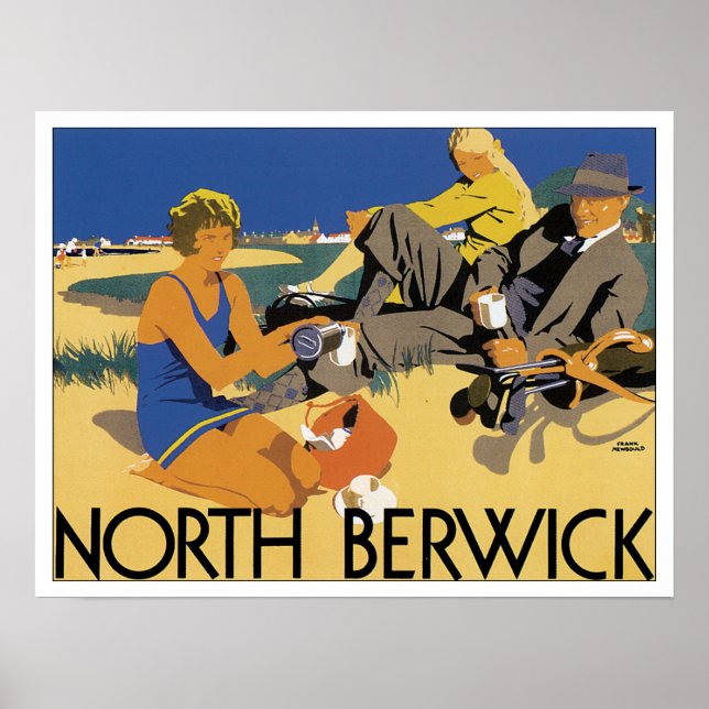 Pôster Viagens vintage North Berwick Escócia (Frente)