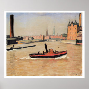 Poster Viagens vintage o porto de Hamburgo Alemanha