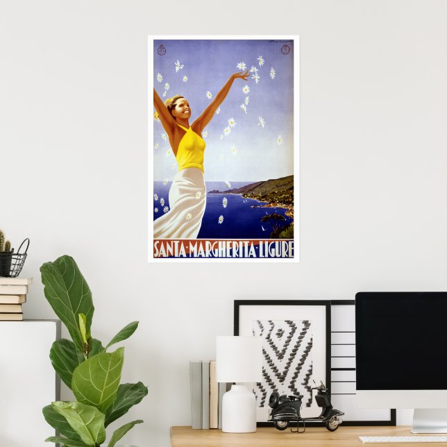 Pôster Viagens vintage, Papais noeis Margherita Ligure, I (Escritório em casa)