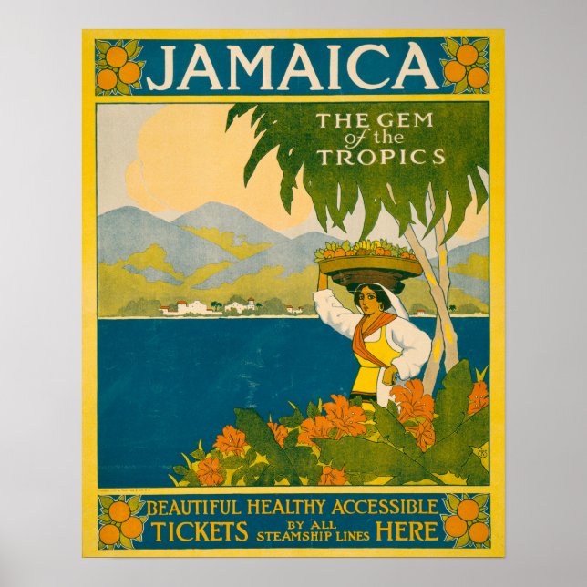 Poster Viagens vintage Para A Jamaica (Frente)