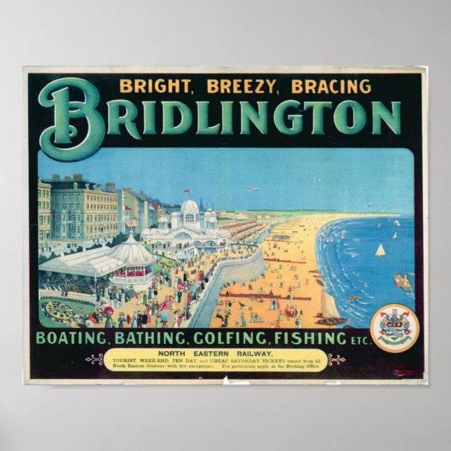 Poster Viagens vintage para Bridlington, Inglaterra (Frente)