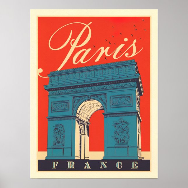 Poster Viagens vintage Paris Arc de Triomphe France (Frente)
