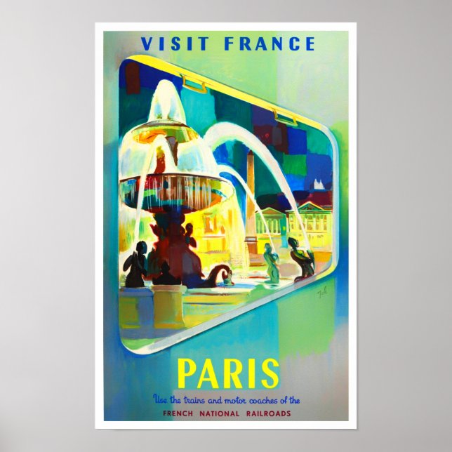Poster Viagens vintage Paris França (Frente)