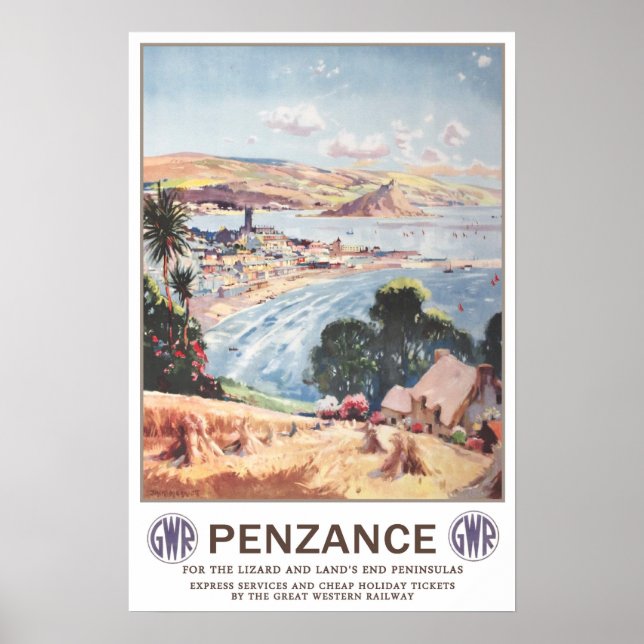 Poster Viagens vintage, Penzance. (Frente)