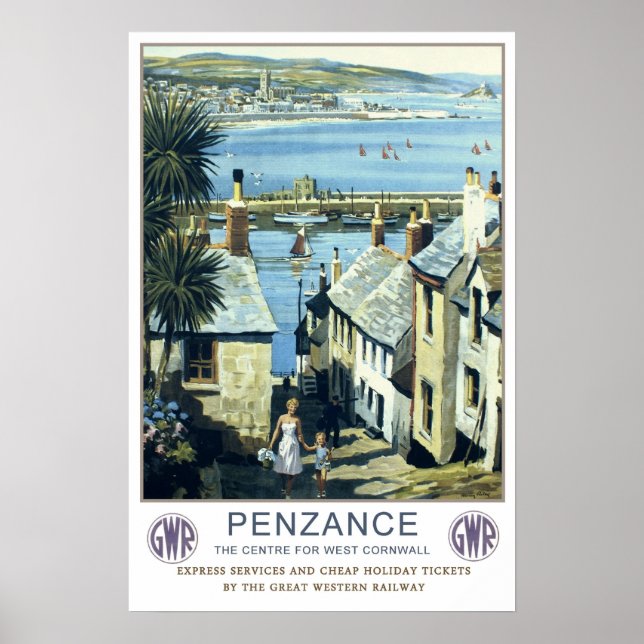 Poster Viagens vintage, Penzance. (Frente)