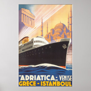 Pôster Viagens vintage Po de Adriatica Venise Grece
