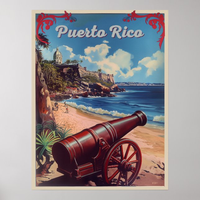 Poster Viagens vintage Porto Rico (Frente)