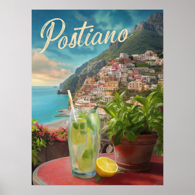 Poster Viagens vintage Positano Itália (Frente)