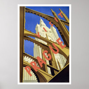 Poster Viagens vintage, Praga