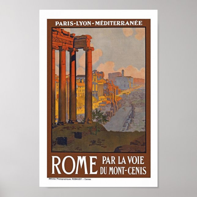 Poster Viagens vintage Roma Itália (Frente)