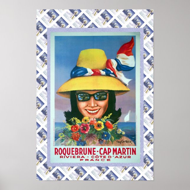Poster Viagens vintage, Roquebrune, Boné Martin (Frente)