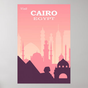 Poster Viagens vintage rosa do Cairo Egito