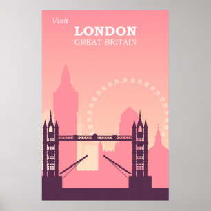 Poster Viagens vintage Rosa London England