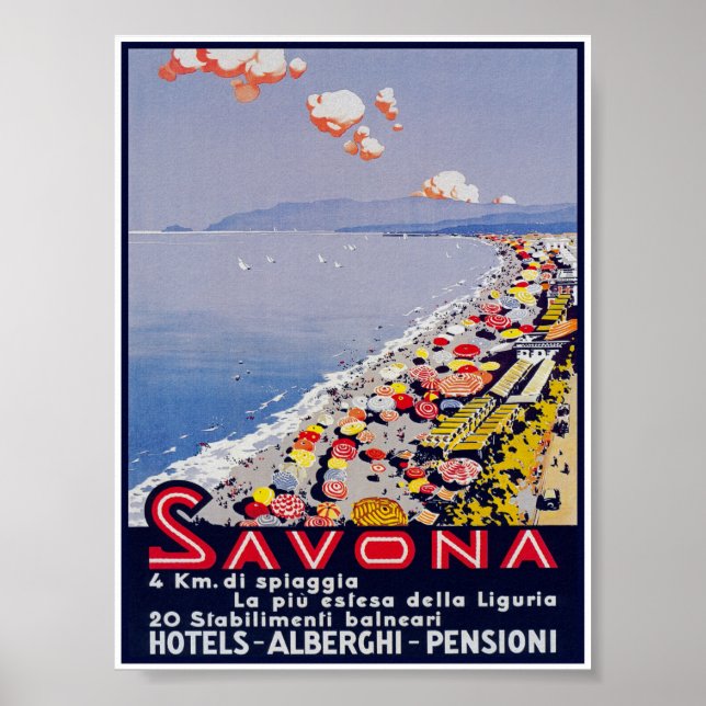 Poster Viagens vintage Savona Itália (Frente)