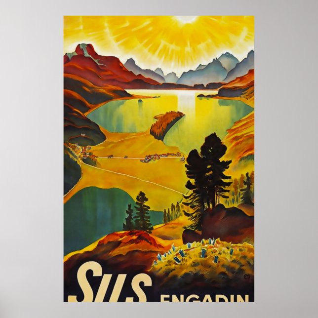 Poster Viagens vintage Sils Engadin (Frente)