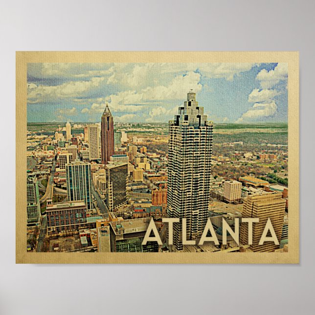 Poster Viagens vintage Skyline Atlanta (Frente)